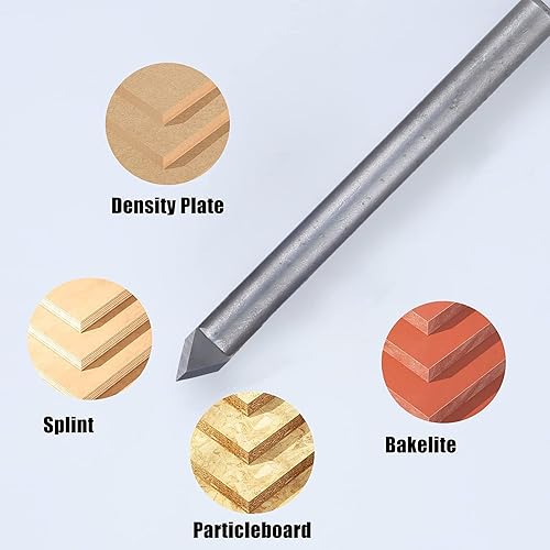Miniatura 4 de 5 Uds 60 Grados Router Bits CNC Grabado Router Bit 3D Pirámide Piedra Grabado Bits Tallado V Bit con 0.236 in Shank Router Bit para Piedra
