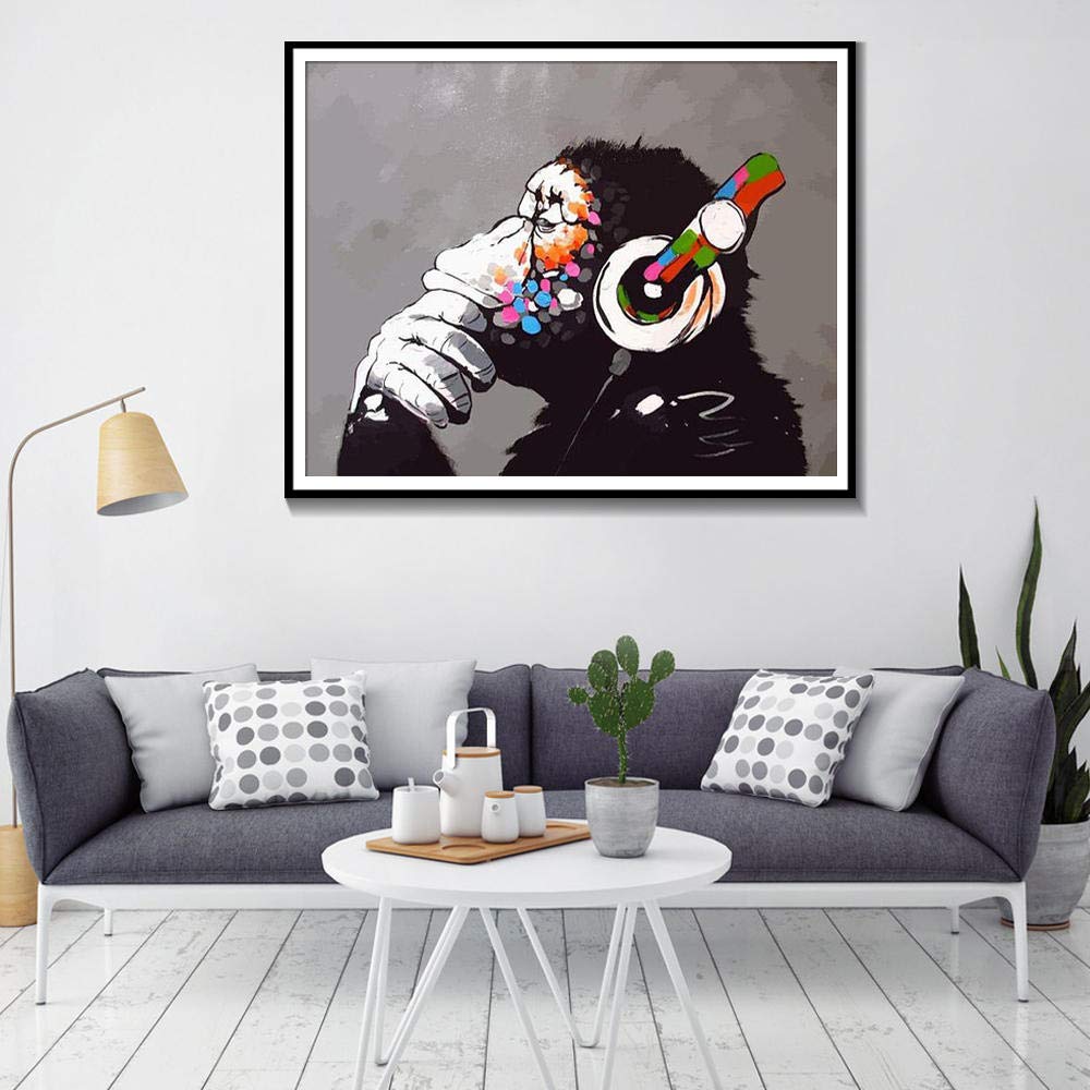 Amazon.co.jp: バンクシーモンキーヘッドフォン付きウォールアート
