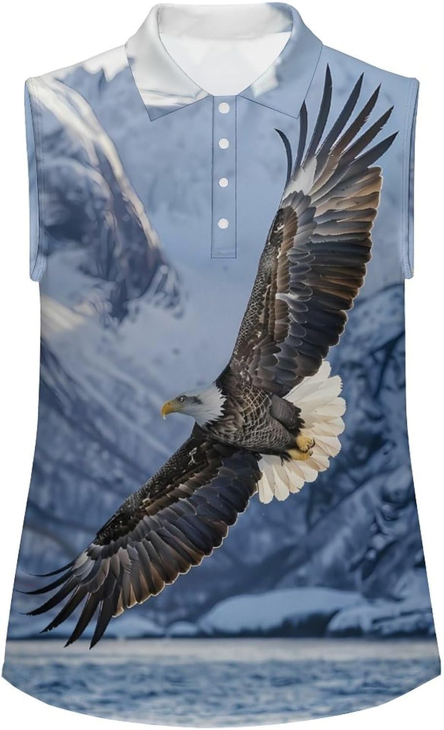 Bald Ea-gle Flight Snowy Women Sleeveless Collared Golf Polo Shirt | V Neck Tank Top,Breathable Tennis Shirts