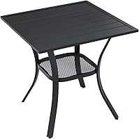 Vista 26 de Mesa de comedor para exterior, mesa cuadrada para terraza con orificio para sombrilla