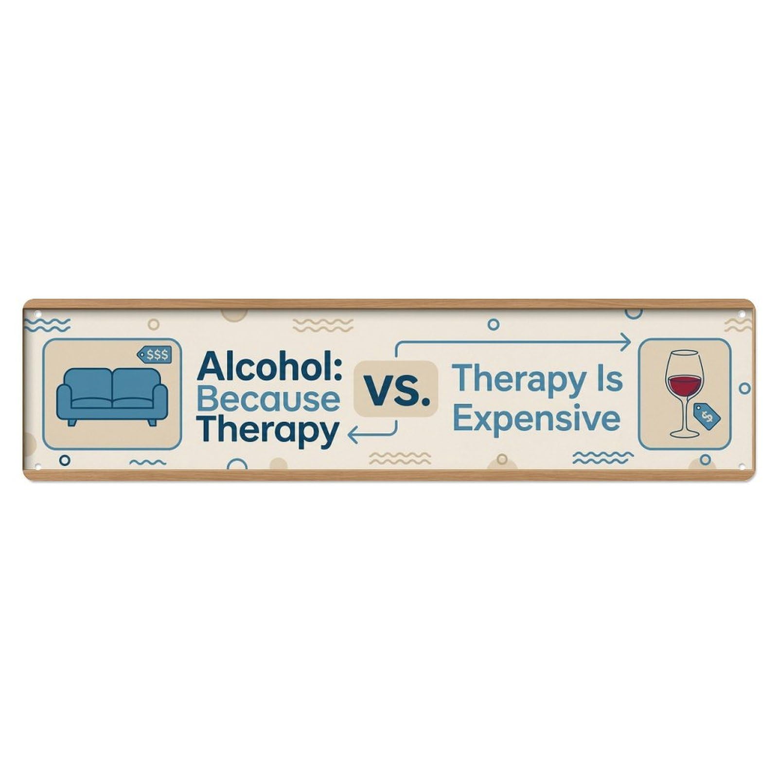 Alcohol Therapy Clinic Beverage Metal Tin Sign Plaque Wall Decor for Cafe, Club Bar, Office, Home Garden Metal Poster 4x16Inch