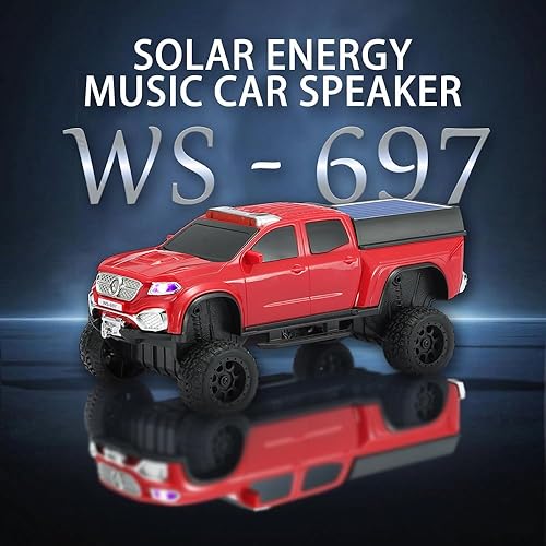 Miniatura 7 de WS-697 Pickup Truck Bluetooth Replica Altavoz - Altavoz solar inalámbrico para automóvil con luces LED, TWS estéreo, radio FM, reproducción USBTF,