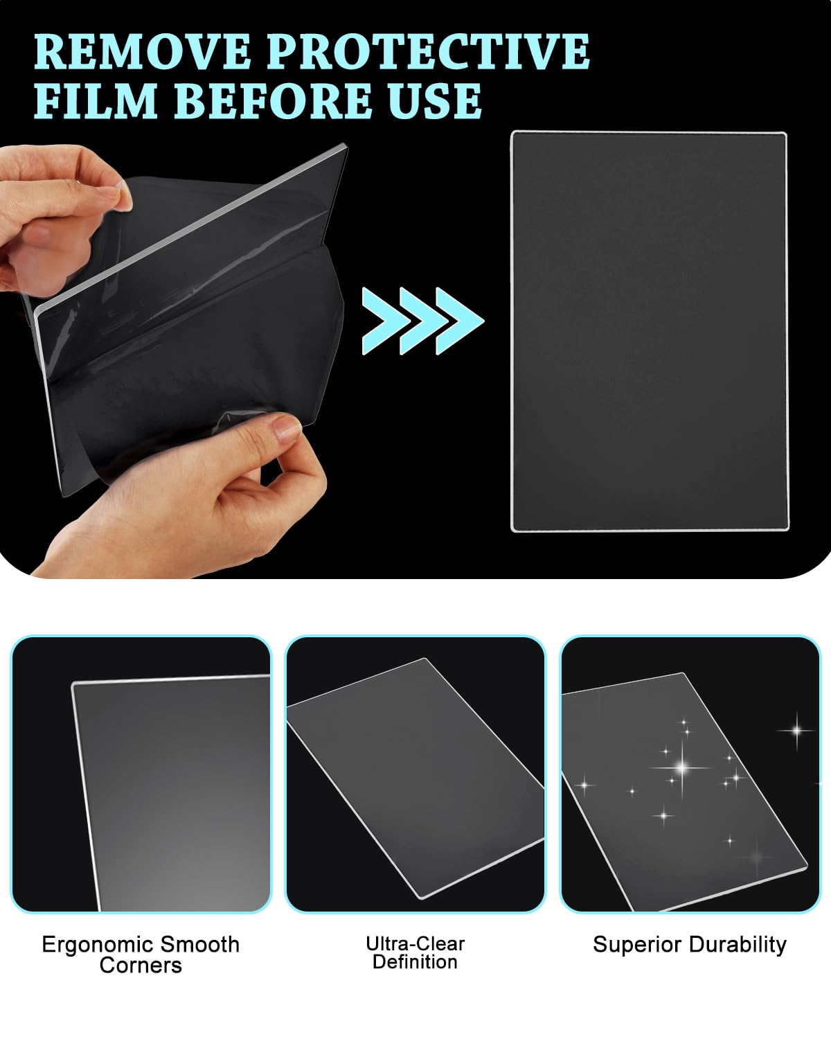 UCEC 4 Pcs Standard Cutting Pad Set, Transparent Cutting Plates for Die Cutting Machine, Plastic Cutting Pads Die Cutting Plates 8.75 x 6 Inch (222 x 152 x 3mm) for Scrapbooking Die-Cutting