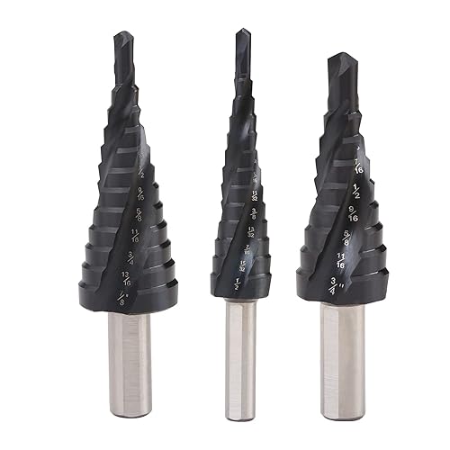 Broca escalonada cobalto M35 tres flautas espirales 14" - 34" - para metal, acero inoxidable, aluminio, madera, plástico