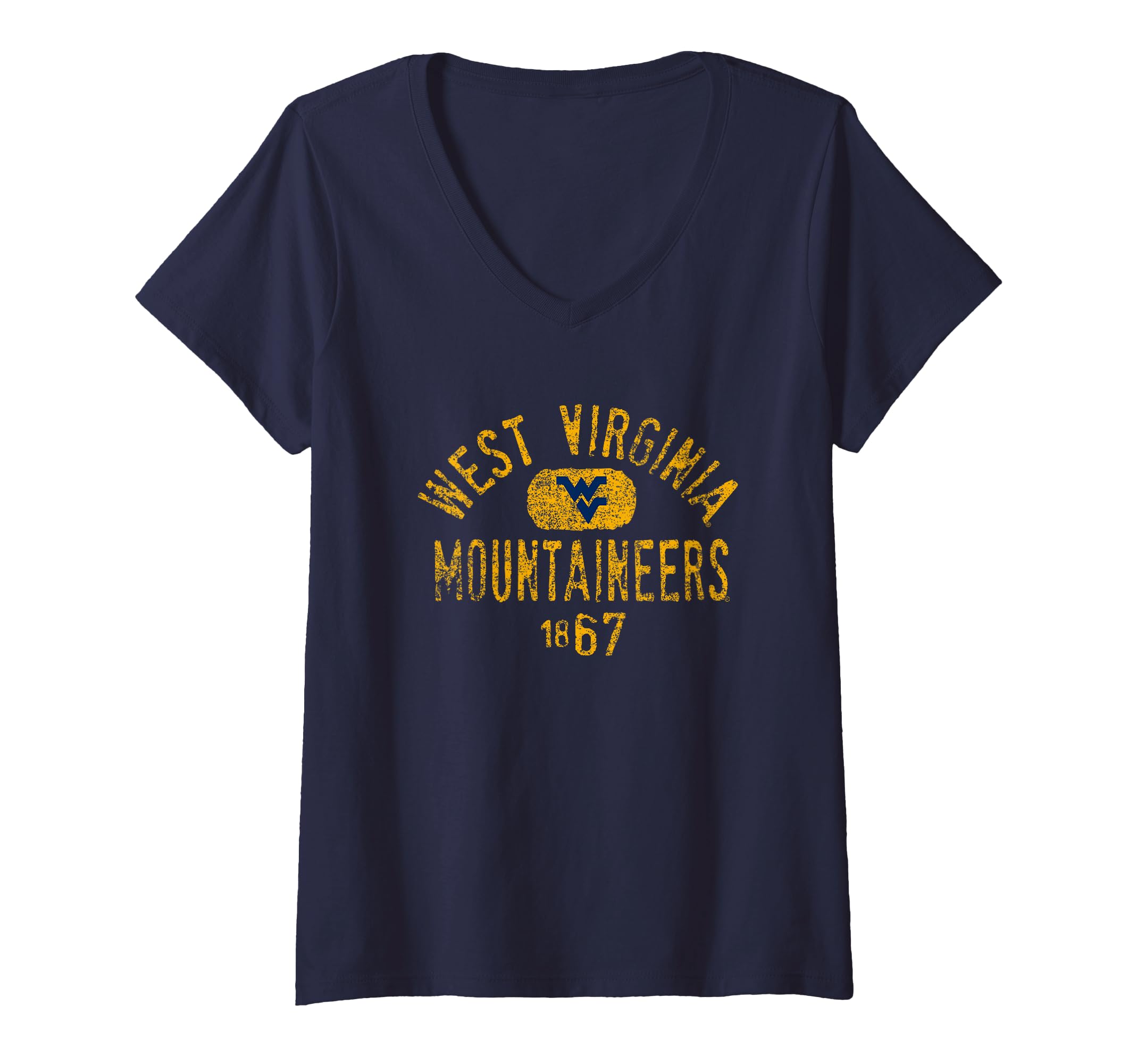 Womens West Virginia Mountaineers 1867 Vintage V-Neck T-Shirt