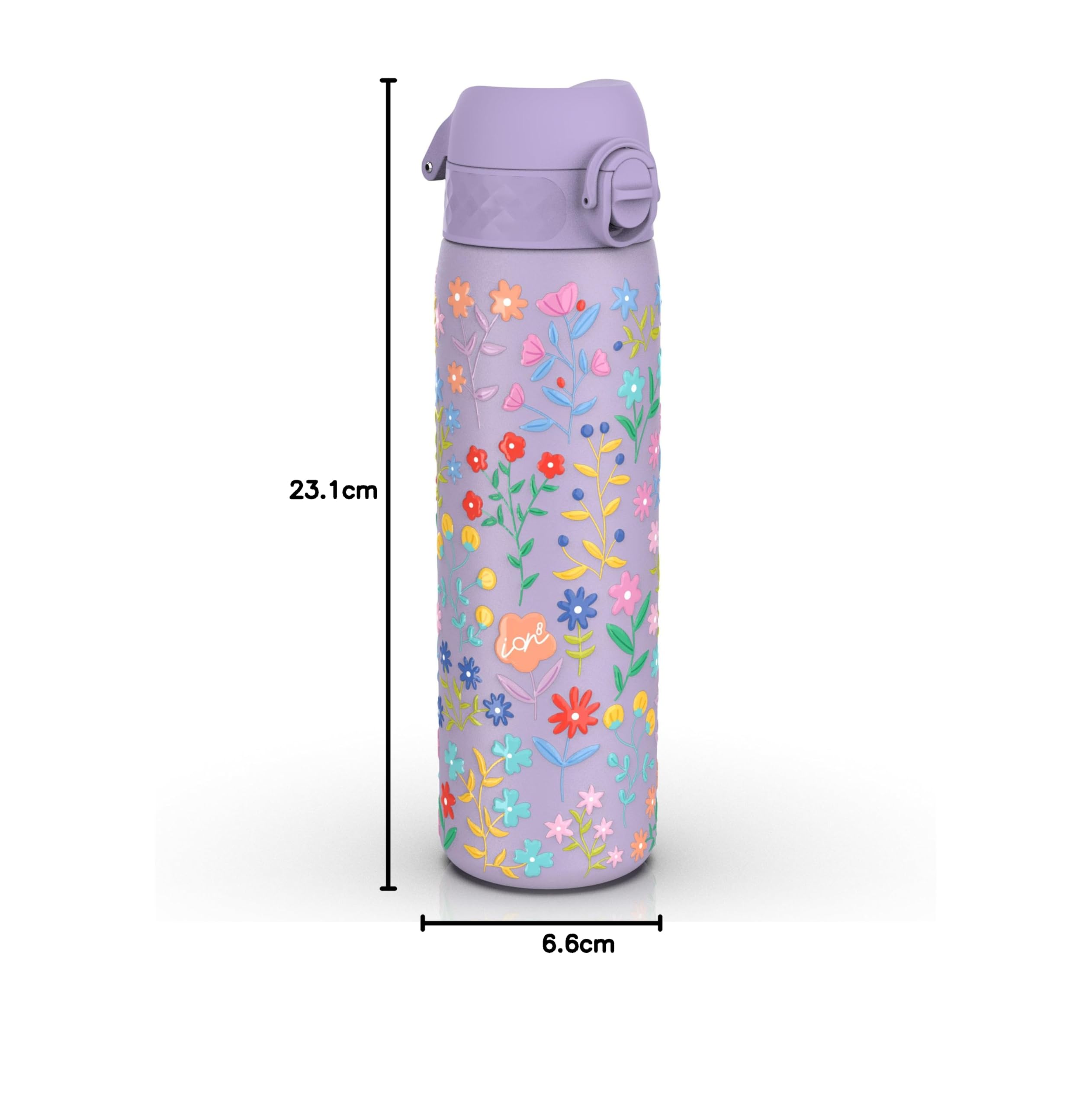 Ion8 Borraccia Termica in Acciaio Isolato, 500ml, a Prova di Perdite, Facile da Aprire, Serratura Sicura, Lavabile in Lavastoviglie, Maniglia per il Trasporto, Facile Pulizia,Floreale Delicato