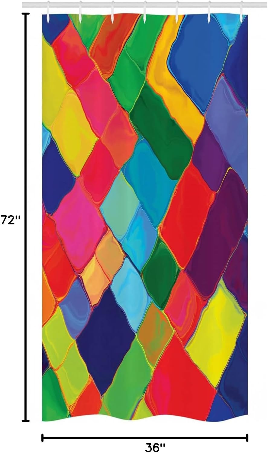 Ambesonne Geometric Stall Shower Curtain, Abstract Colorful Tile Splash Futuristic Brush Painting Effect Art, Fabric Bathroom Decor Set with Hooks, 36" W x 72" L, Multicolor
