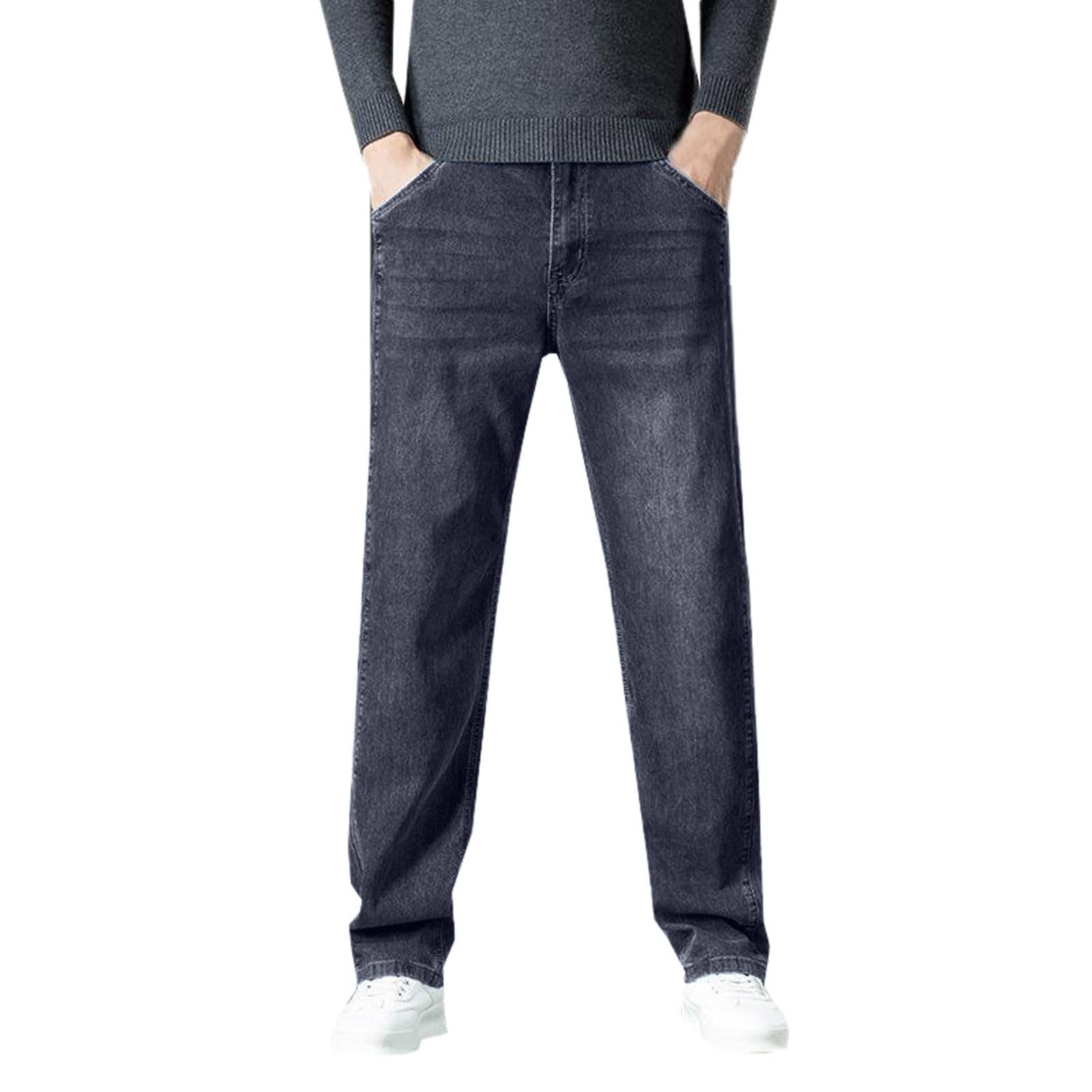 Generisch Baggy Jeans da uomo stretch Streetwear Denim Pants Molte tasche Straight Leg Tinta unita Casual Denim Pantaloni Y2K Jeans Uomo Casual Regular Fit Jeans Slim Fit