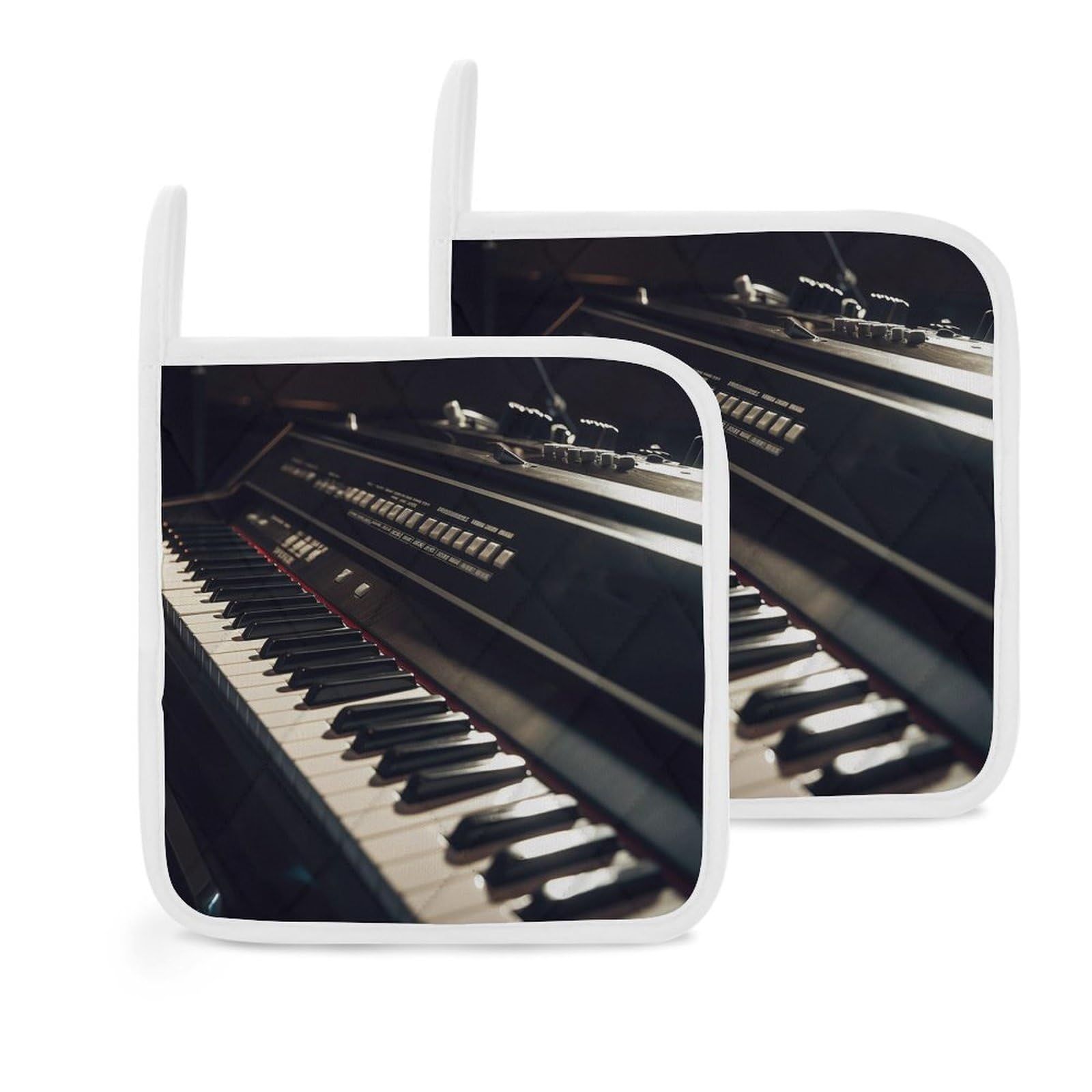 Pot Holders Set of 2 Kitchen Heat Resistant Potholders Piano Cotton Lining Oven Hot Pads for Cooking Baking BBQ Microwave Kitchen Accessories