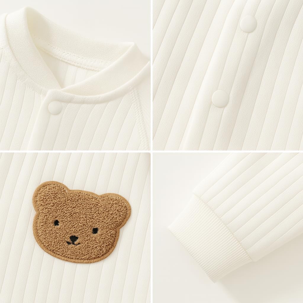 KaKa Co. Baby Long Sleeve Bodysuit Rompers, 100% Cotton, Soft & Hypoallergenic One-Piece Outfit for Infants 0-12 Months - Image 3