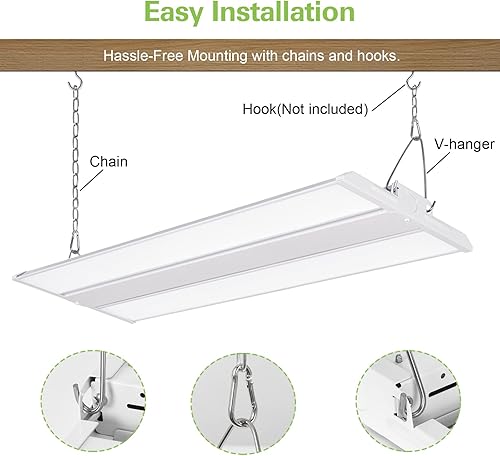 Miniatura 6 de Hykolity Paquete de 2 luces LED lineales de alta bahía de 4 pies, luz LED de tienda de 300 W, 37500 lm 125 LMW, 100-277 V, 0-10 V Dim, luz colgante