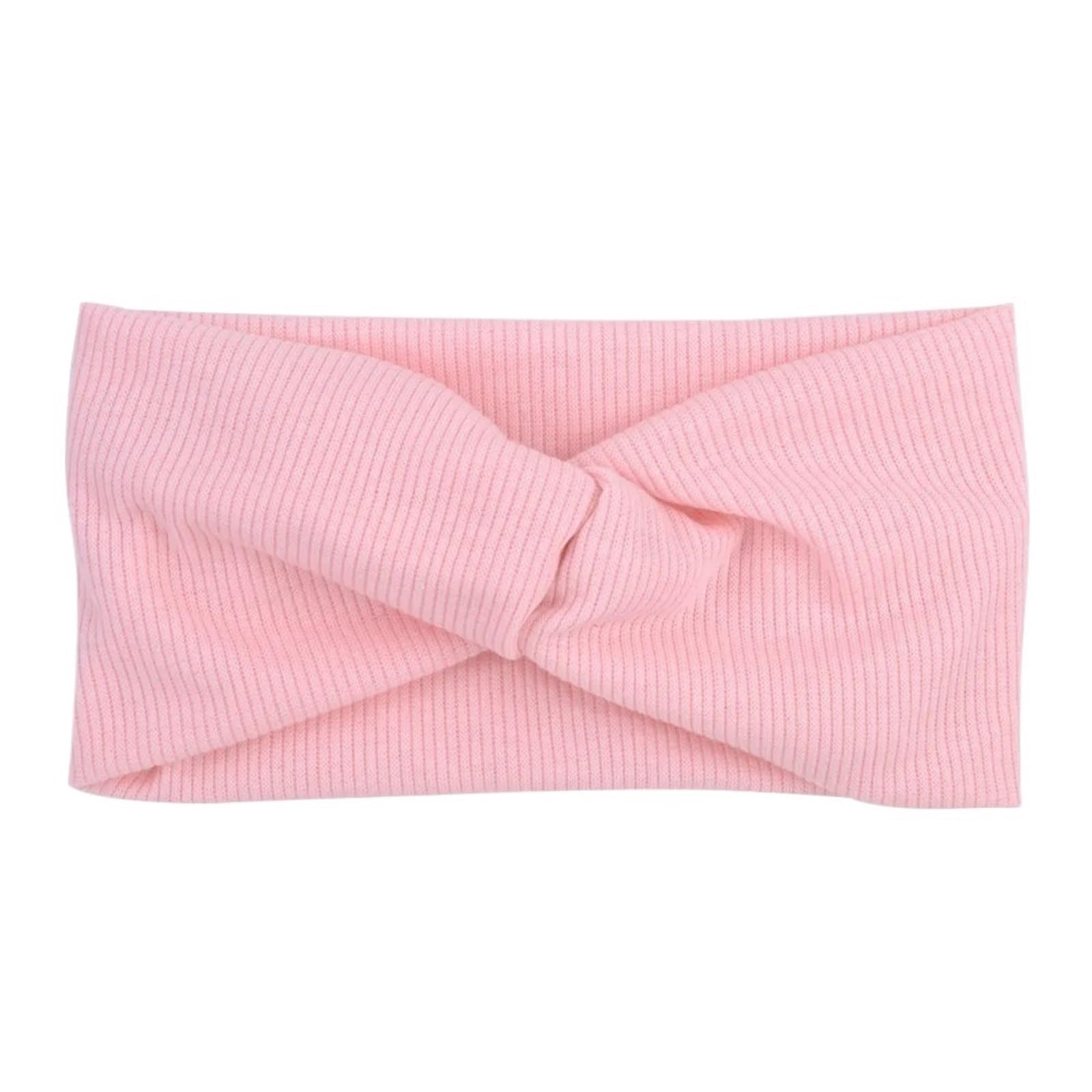 Winter-Haarband 3 stücke Frauen Mädchen Einfarbig Haar Bands Gestrickte Baumwolle Stirnbänder Kreuz Turban Verband Bandanas Haarbänder Haar Zubehör Zur Dekoration(Light pink)