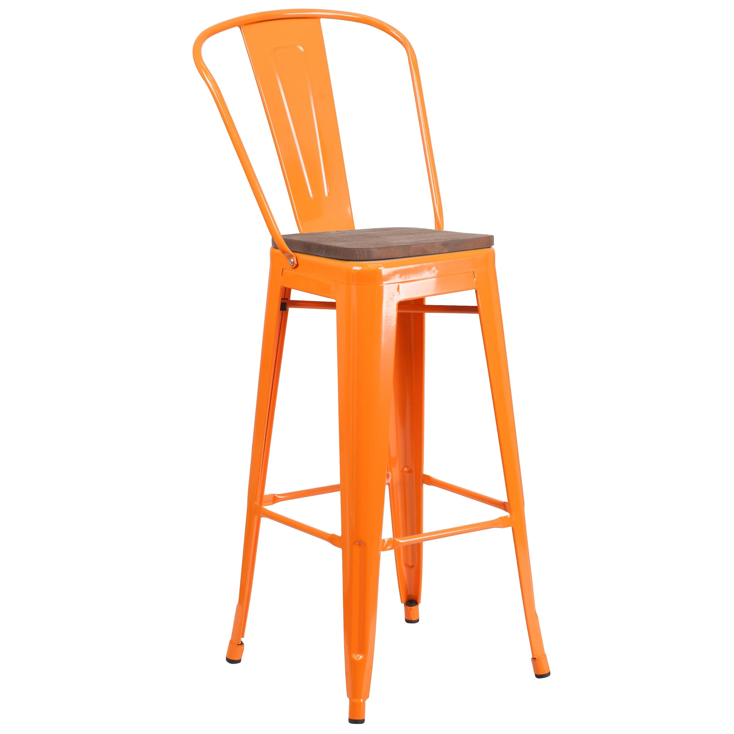 Flash Furniture Orange / Set of 1 / Metal Seat Barstools
