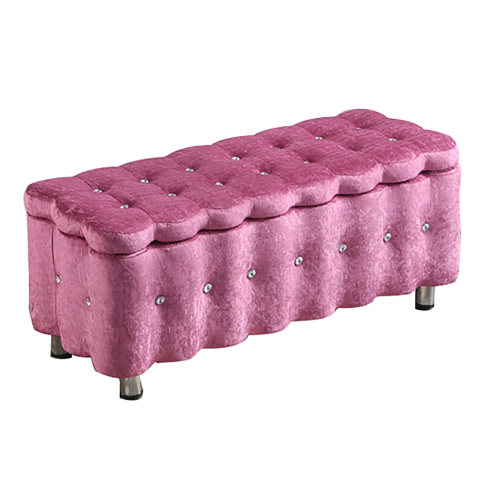 Banc de bout de lit moderne en velours marron au design touffeté rectangulaire chic