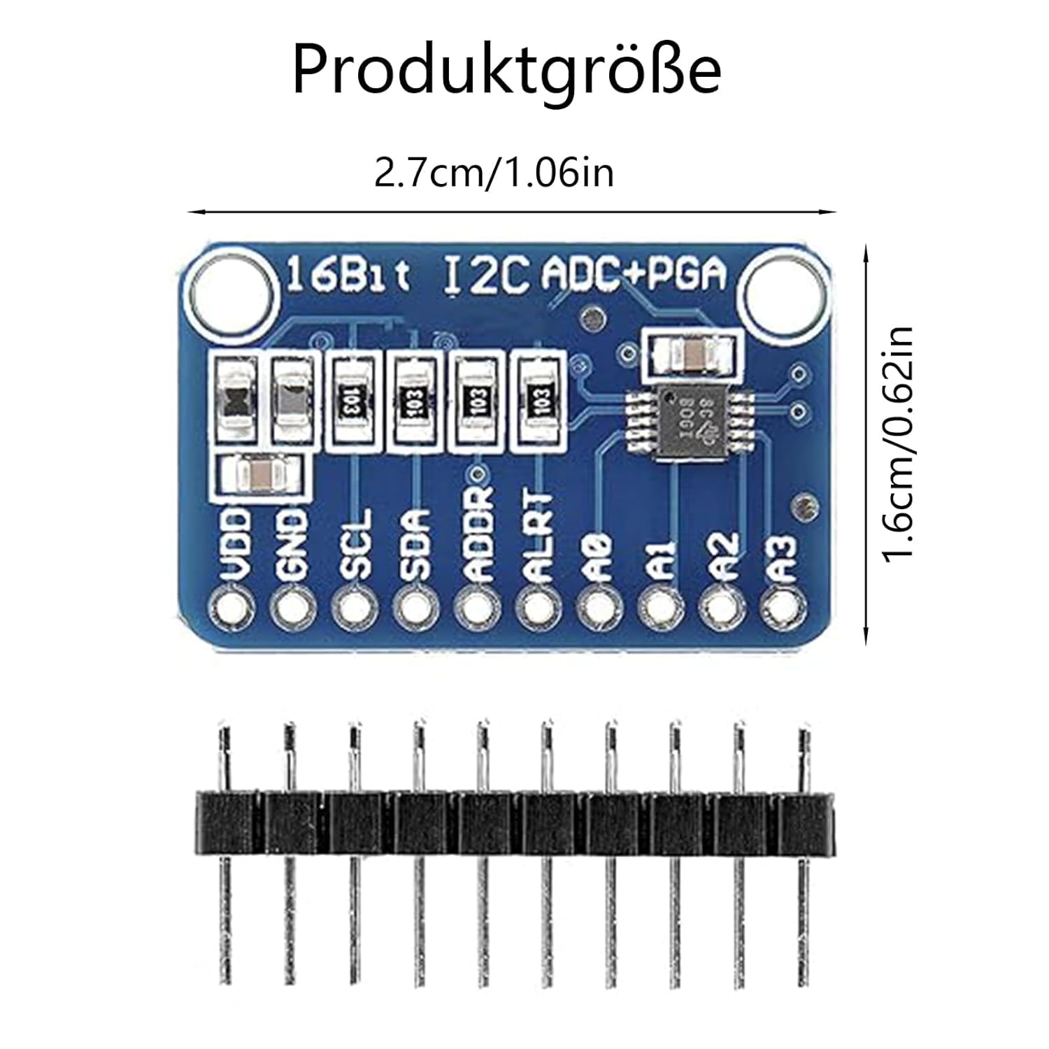 GERUI 3 pezzi ADS ADC 1115 (16 bit) convertitore digitale analogico ADC Development Board Modul,Basso consumo energetico (20uA), Può essere utilizzato su rilevazione di corrente e strumenti portatili