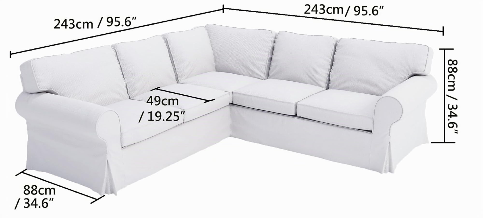 HomeTown Market Strapazierfähiger Ecksofa-Bezug Ersatz Kompatibel mit IKEA Ektorp 2+2 Sektionssofa. Slipcover nur. Sofa Nicht inbegriffen (Polyester Beige 2+2 Sektionssofa)