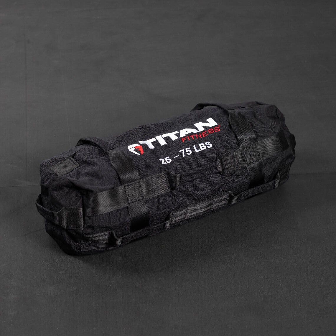 Titan Fitness 25-75 LB PRO Strongman Sandbags, Double Layer, 1050D Cordura, Black, Carry Home Gym Training