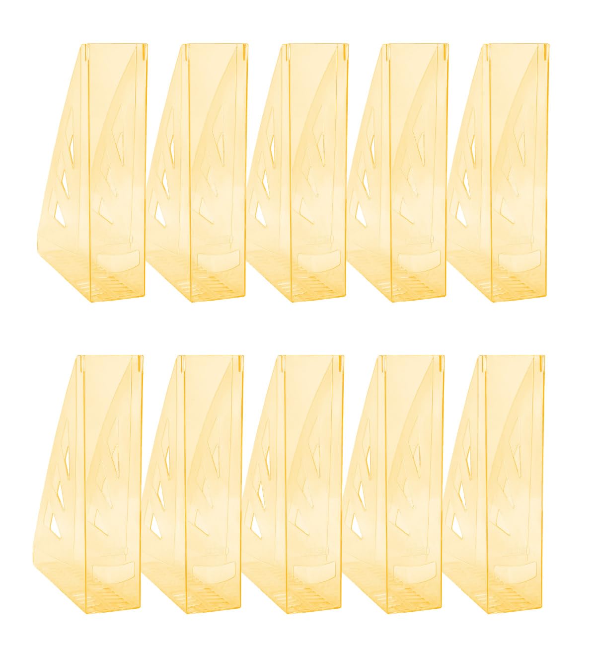 OFFICER PRODUCTS Magazine File Modern Design/Pack of 10 / A4 / Colour: Orange Transparent/Hard Plastic/Openwork/Desk Organiser for Magazines/Shatterproof