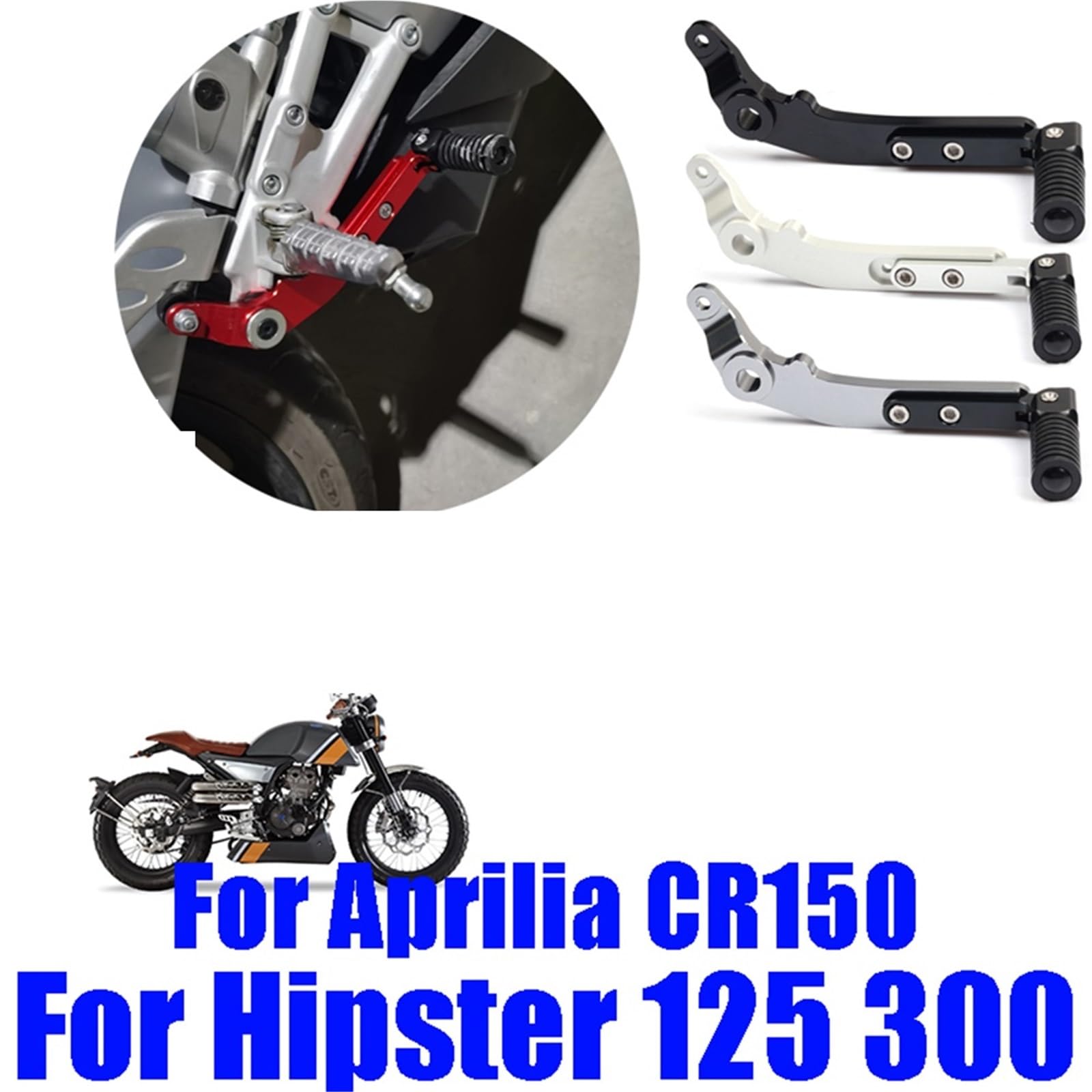Leva Del Freno Posteriore In Alluminio CNC Per Moto FB Mondial Hipster E Aprilia CR150 - Argento, Rosso, Nero, Grigio