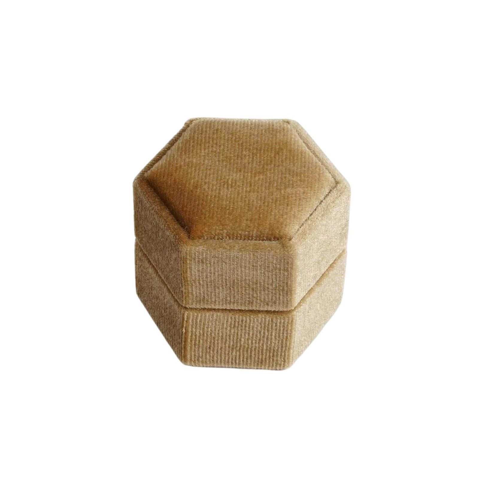 WWYYZAYC Person Ring Box For Wedding Proposal Bearer Engagement Double Slots Hexagon Holder Anniversary(Golden,White text)