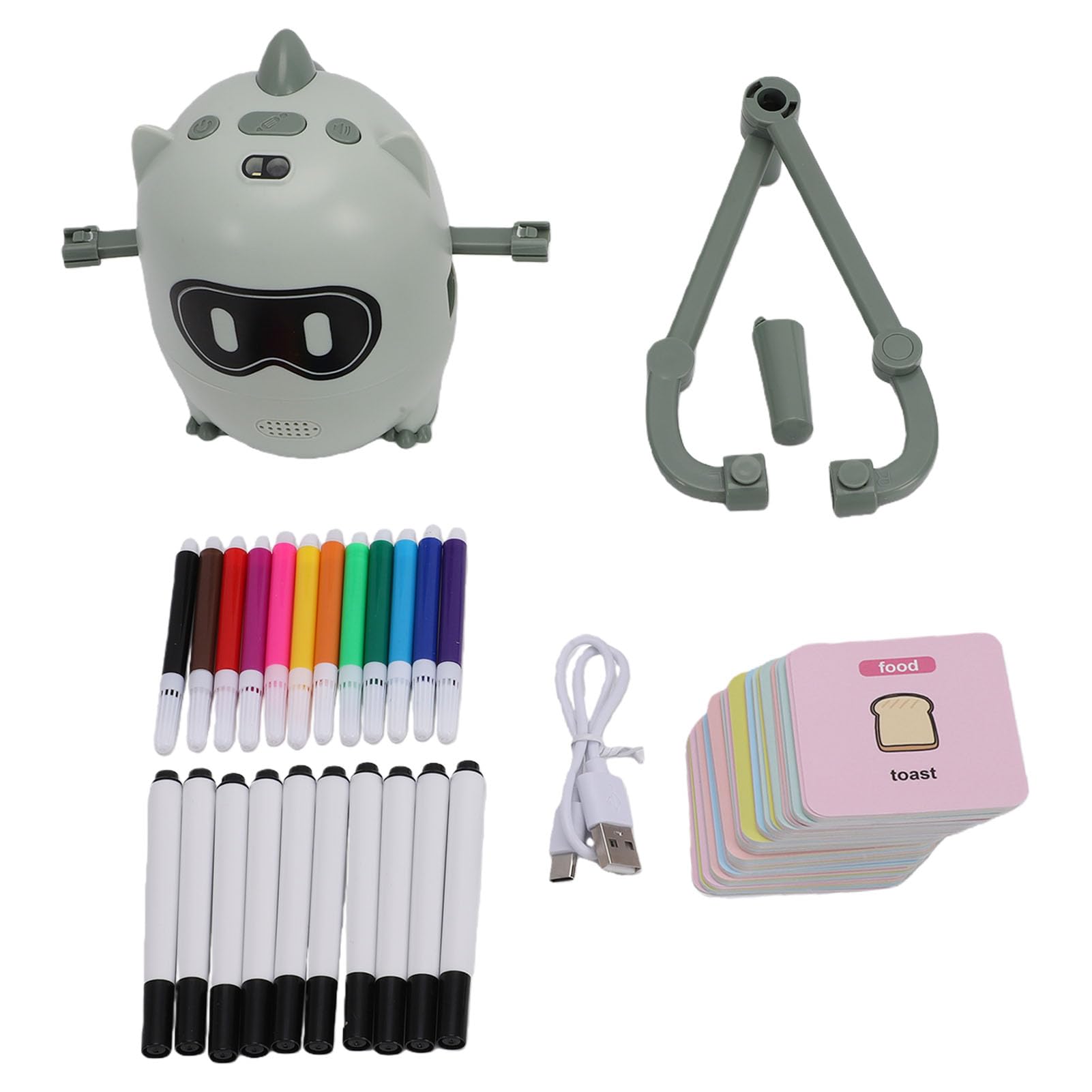 XUMIUZIY Zeichenroboter, Interaktives Lernspielzeug für mit 100 Karten, 12 Farbmarkierungen, 10 Schwarzen Stiften, Sicheres Material (Green)