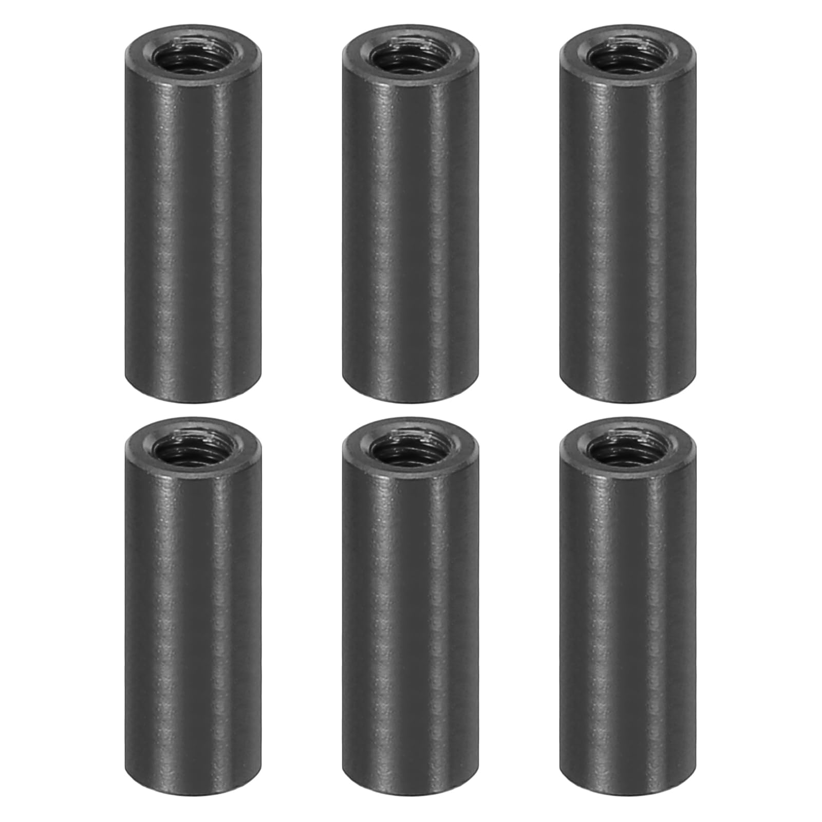 PATIKIL 6pcs M3 Metal Threaded Standoff Spacer Nuts, Round Aluminum Spacers Female Coupling Screws, 1/8" ID x 3/16" OD, Black, (15mm L)
