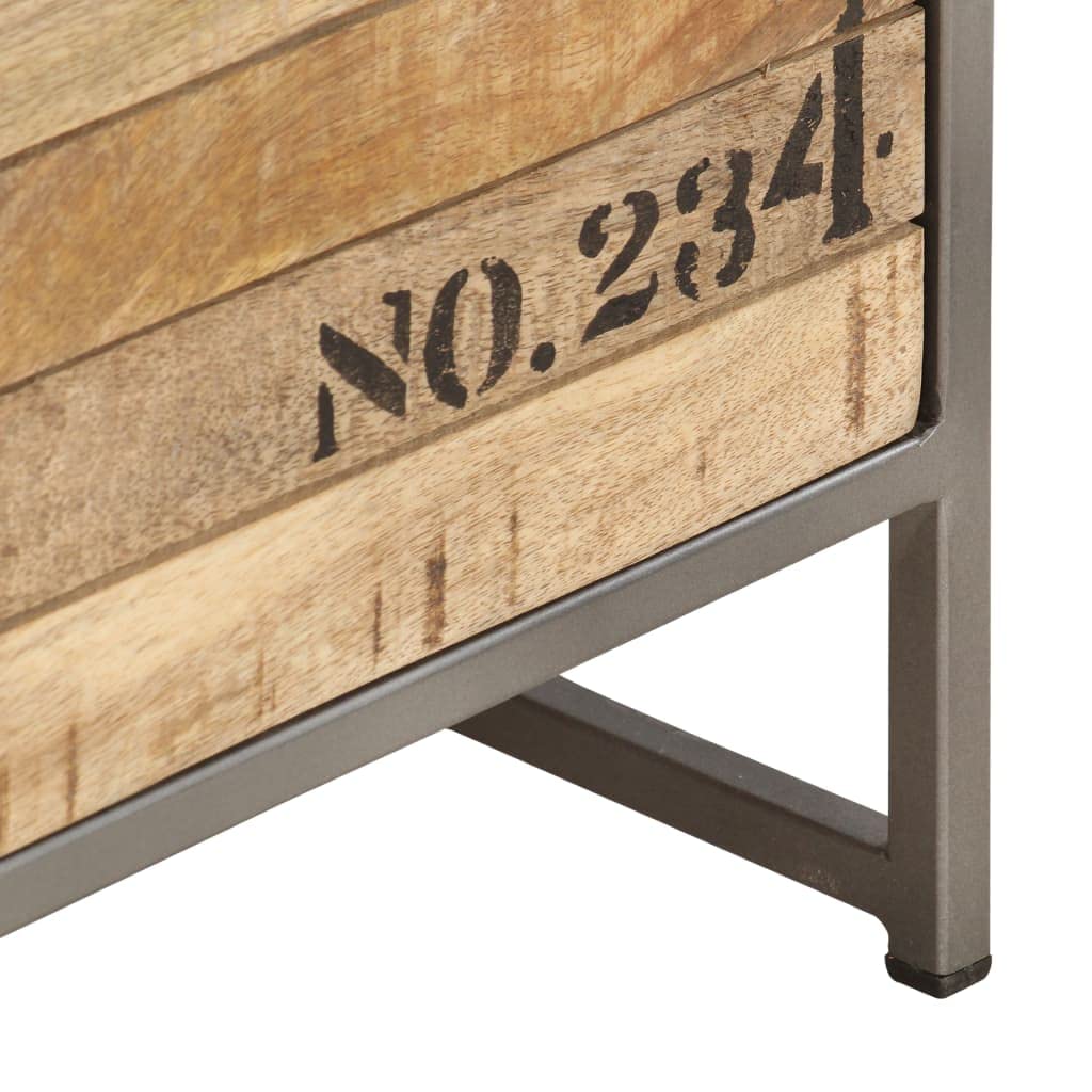Szafka dostawiana z szufladami 45 x 30 x 105 cm, lite drewno mango, szare wzornictwo przemysłowe, 5 przegródek, miejsce do przechowywania do salonu, przedpokoju i kuchni, stabilna szafka