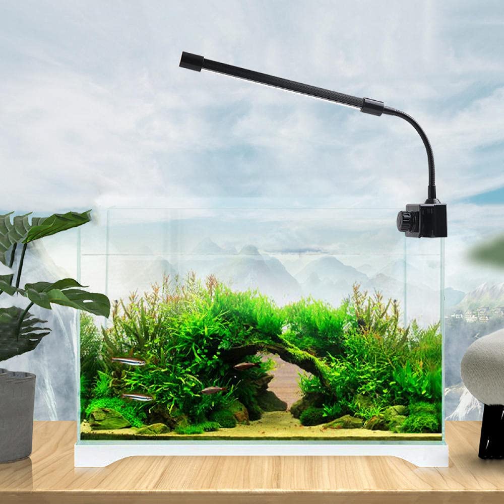 Clip-Lichter Klemmlampe Klemmleuchte Clip Schreibtischlampe USB-Aquarium-Beleuchtungs-Clip-Licht-Led-Aquatic Light Echt-Tank-Fülllicht-Dreifarbig Einstellbar (Weißes Hellblau)