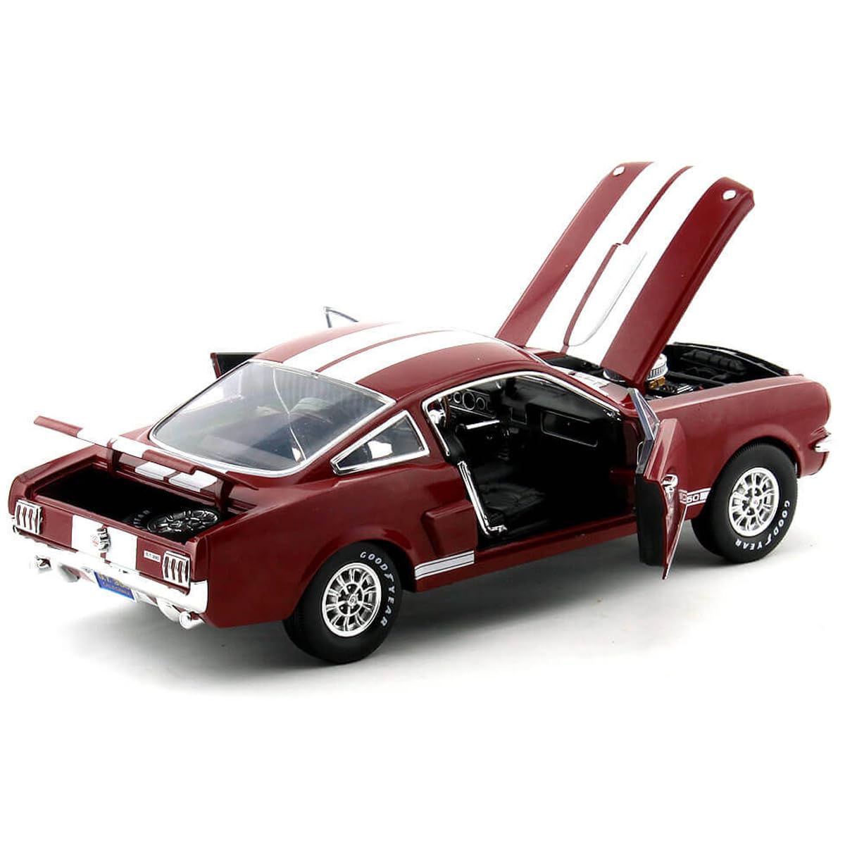 1/18 Escala 1966 Ford Mustang Shelby GT350 Rojo Con Rayas Blancas