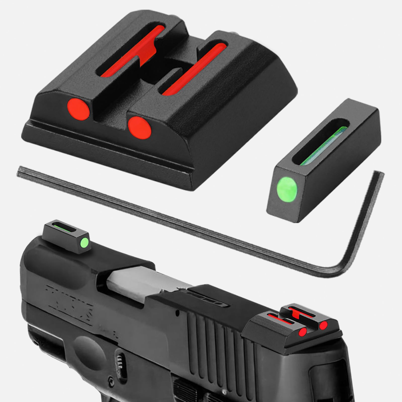 No-Tritium Fiber Optic Red/Green Sights for Pistol Taurus G2C, PT111, G3, TX22, G2, 709, G2S, PT140, 740, Taurus G2C Accessories Sights Set