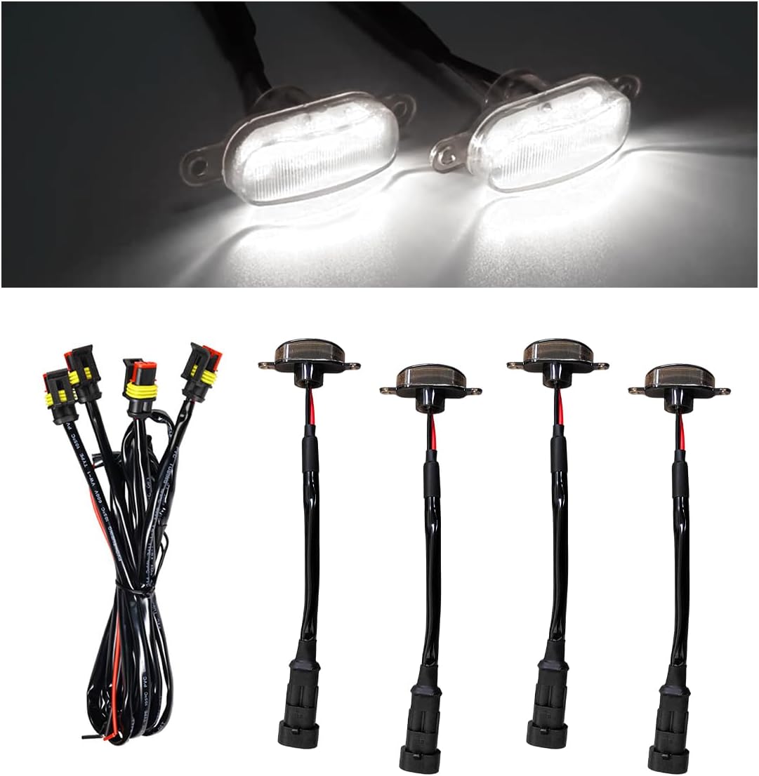 KVAEY 5PCS Car LED Grille Lights, Waterproof Bumper Trim Lamp Front Grill Light with Wiring Harness, LED Running Light Exterior Lamps Compatible with F150 F250 F350 (Black & White, 4PCS)