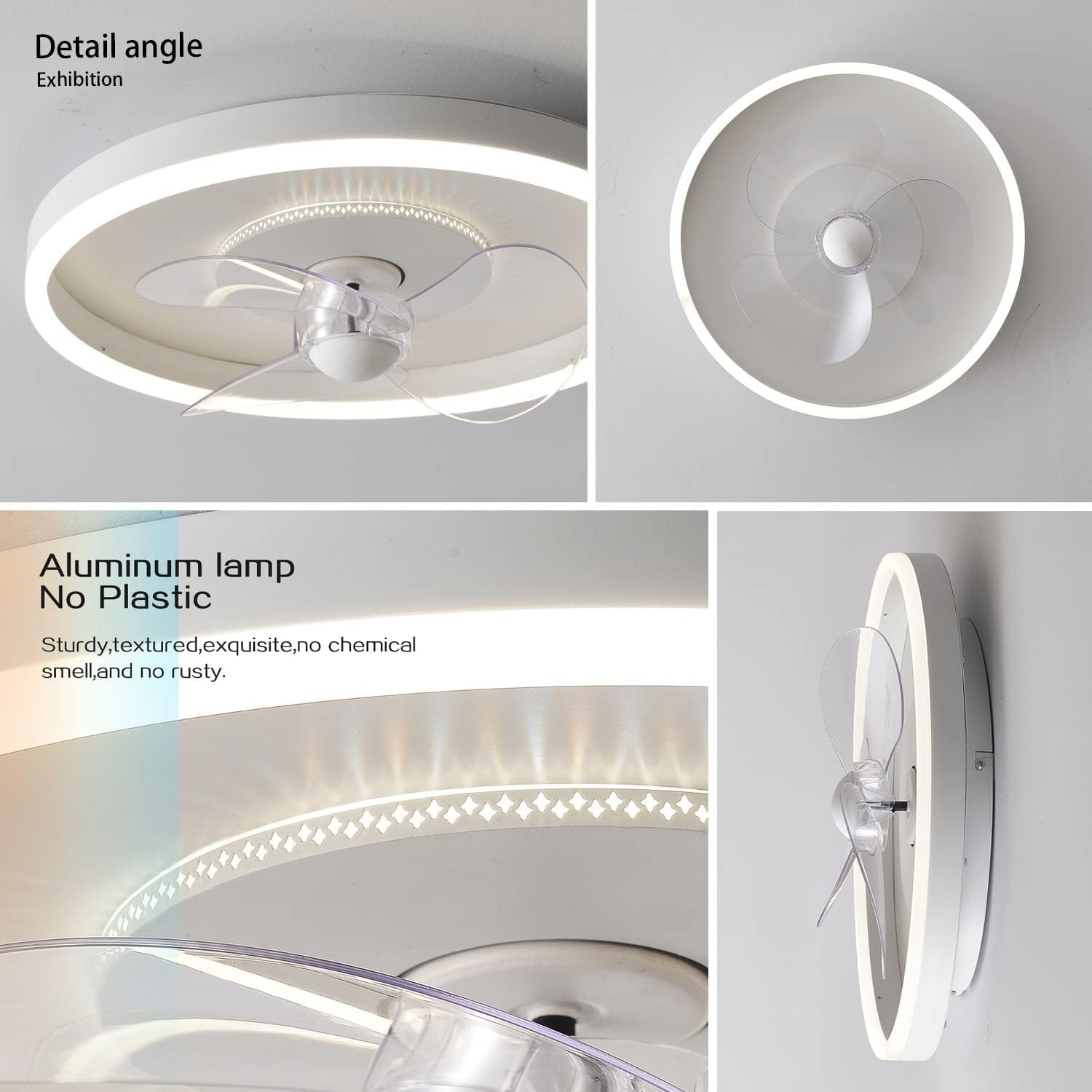 Dempen Plafondventilator met licht LED Verlichting, Kristal Plafondlicht Dimbaar met afstandsbediening Plafondventilatorlamp voor Living Room Slaapkamer Lichten, Omkeerbare ventilator,White