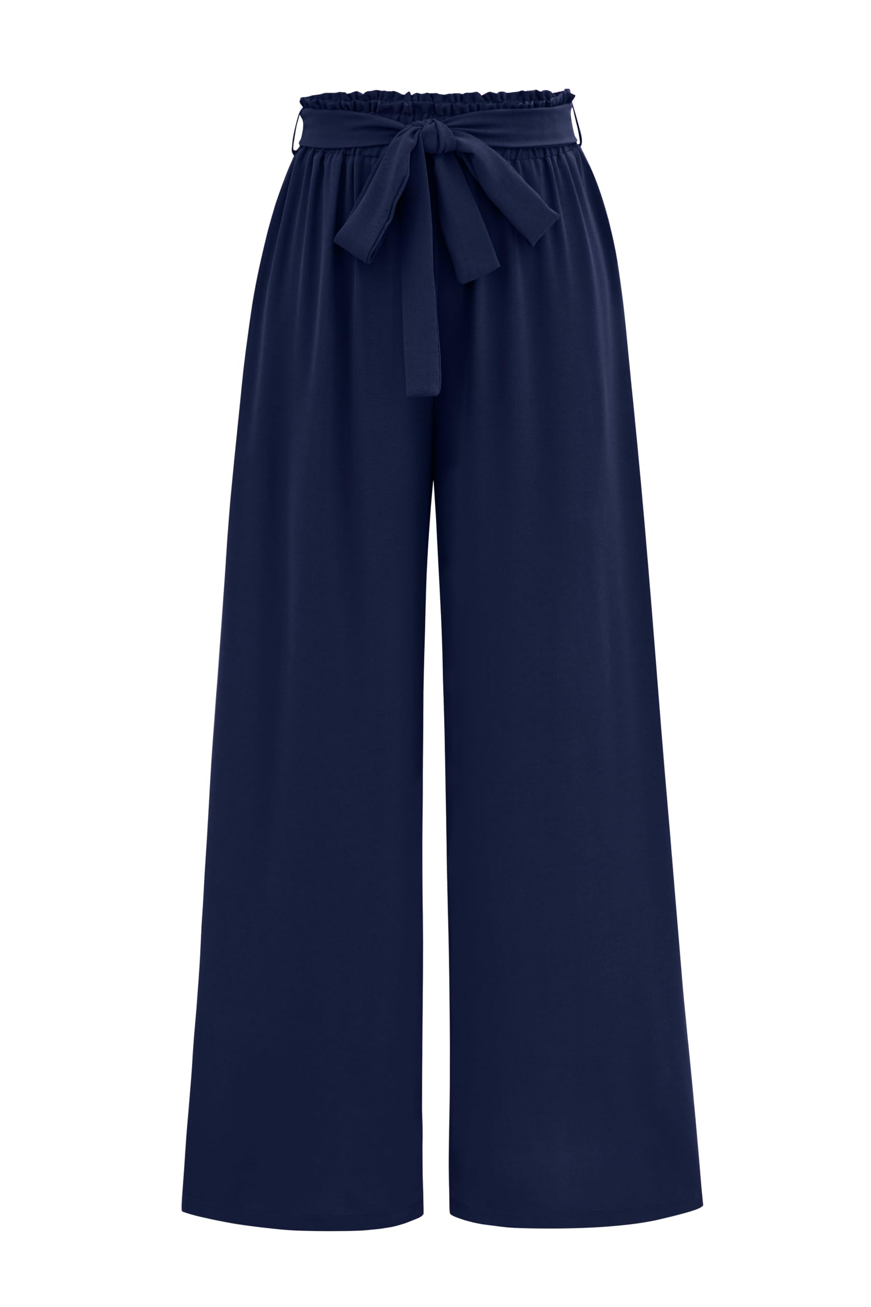 Womens Casual Wide Leg Palazzo Pants High Waist Tie Knot Summer Flowy Beach Work Trousers Lounge Pants with