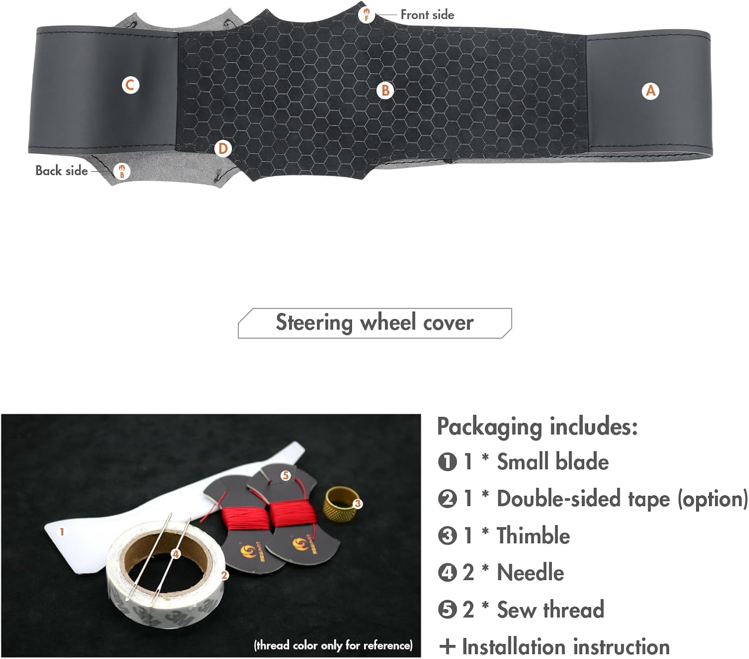 MEWANT Steering Wheel Cover for Jeep Wrangler TJ Cherokee XJ 1997-2002 Hand-Stitched Steering Wheel Wrap