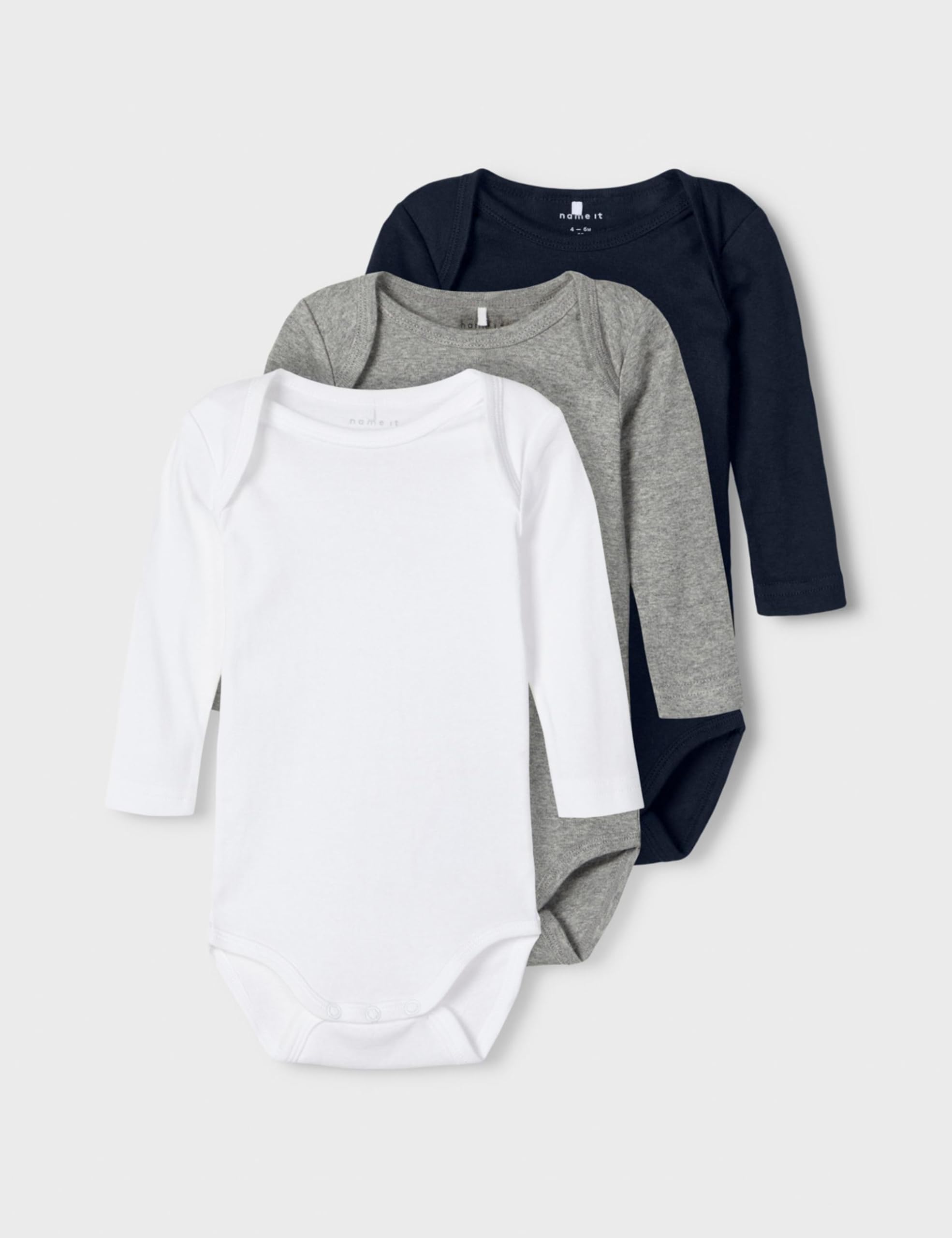 NAME IT 3er Pack Unisex Langarm Baby Bodys aus Bio-Baumwolle