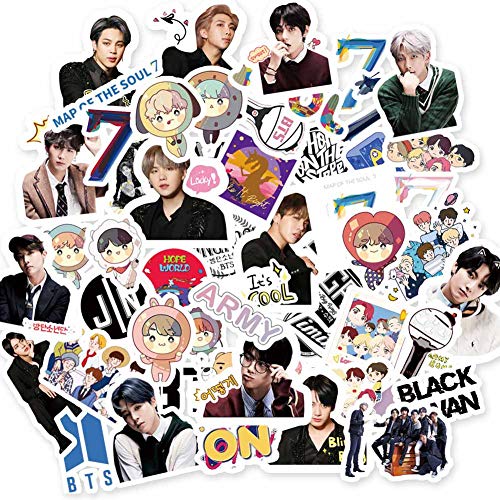 Opopark Sticker Pack,55Pcs Map of The Soul 7 Sticker Pack Cartoon Waterproof vinly Stickers for Laptop Notebook Kpop Sticker