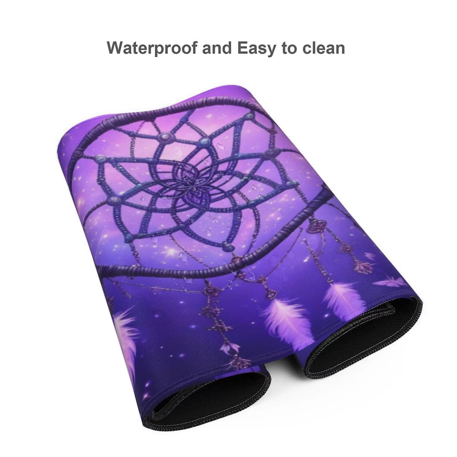 Fioletowa podkładka pod mysz XXL 1400 x 600 mm, duża podkładka pod mysz do gier biurowych z przeszytymi krawędziami i antypoślizgowym tyłem, podkładka pod mysz łapacz snów na klawiaturę i mysz,