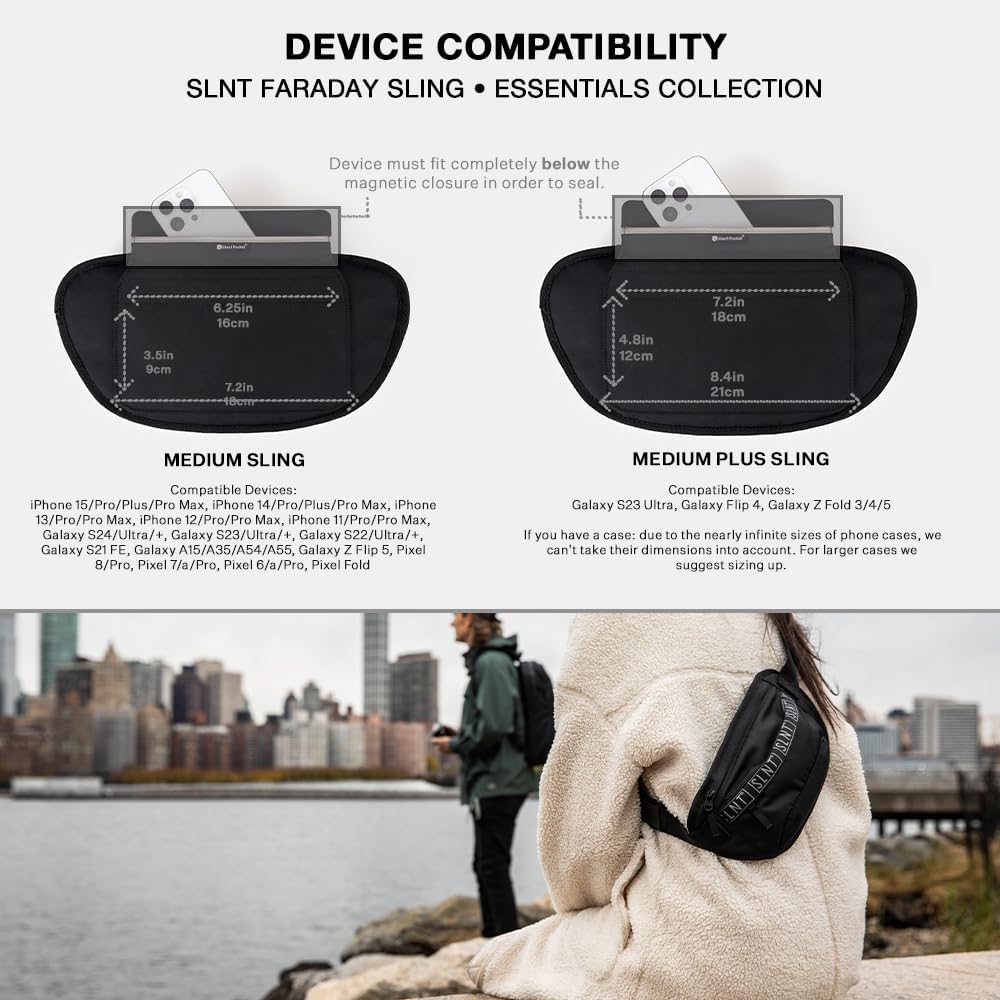 SLNT Essentials Sling Bag with Signal Blocking Faraday Phone Sleeve & EMF-reducing Pocket for On or Off Grid Use - Image 4