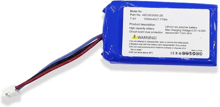 LIXIEK AEC653055-2S Replacement Battery Compatible with JBL Flip 1 Portable Bluetooth Speaker 1050mAh 7.4V Li-ion Battery