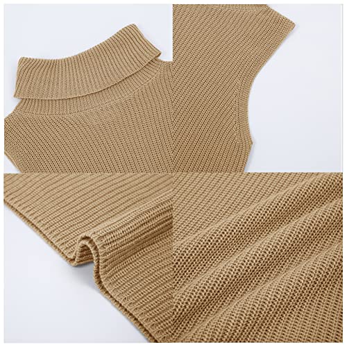 Womens Sleeveless Sweater Vest Turtleneck Ribbed Knit Tank Tops Basic Slim Fit Top3
