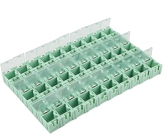 SMT Storage Box - 50Pcs Green SMD Dustproof Container Boxes Electronic Components Parts Case with Transparent Lids Cover