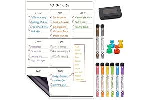 LUCYCAZ Magnetic Chore List - Dry Erase Chores Planner with Markers for Family and Adults