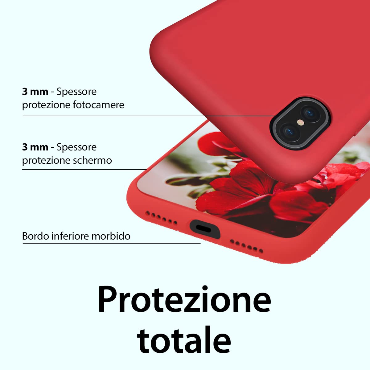Custodia LiquidSoft® in Silicone + Interno Microfibra - iPhone X/XS