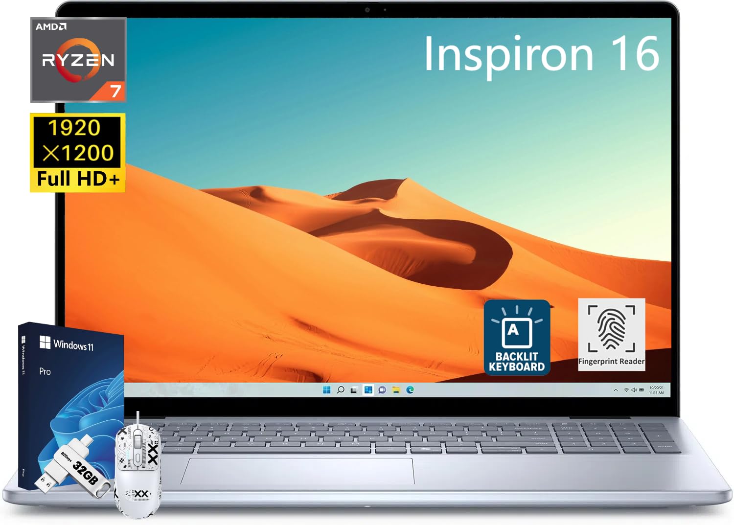 Dell Inspiron 16 ノートパソコン 16インチ FHD+ ディスプレイ AMD 