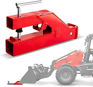 Bucket Hitch for Tractor, EBESTTECH 1PC Clamp On Trailer Hitch Receiver 2" Ball Mount Adapter Compatible with Deere Bobcat Bucket (Red)
