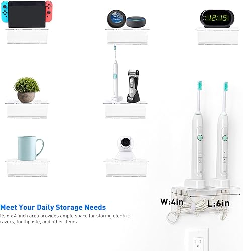 Vista 18 de OAPRIRE Soporte para cepillo de dientes eléctrico para baño, soporte acrílico para cepillos de dientes eléctrico montado en la pared, viene