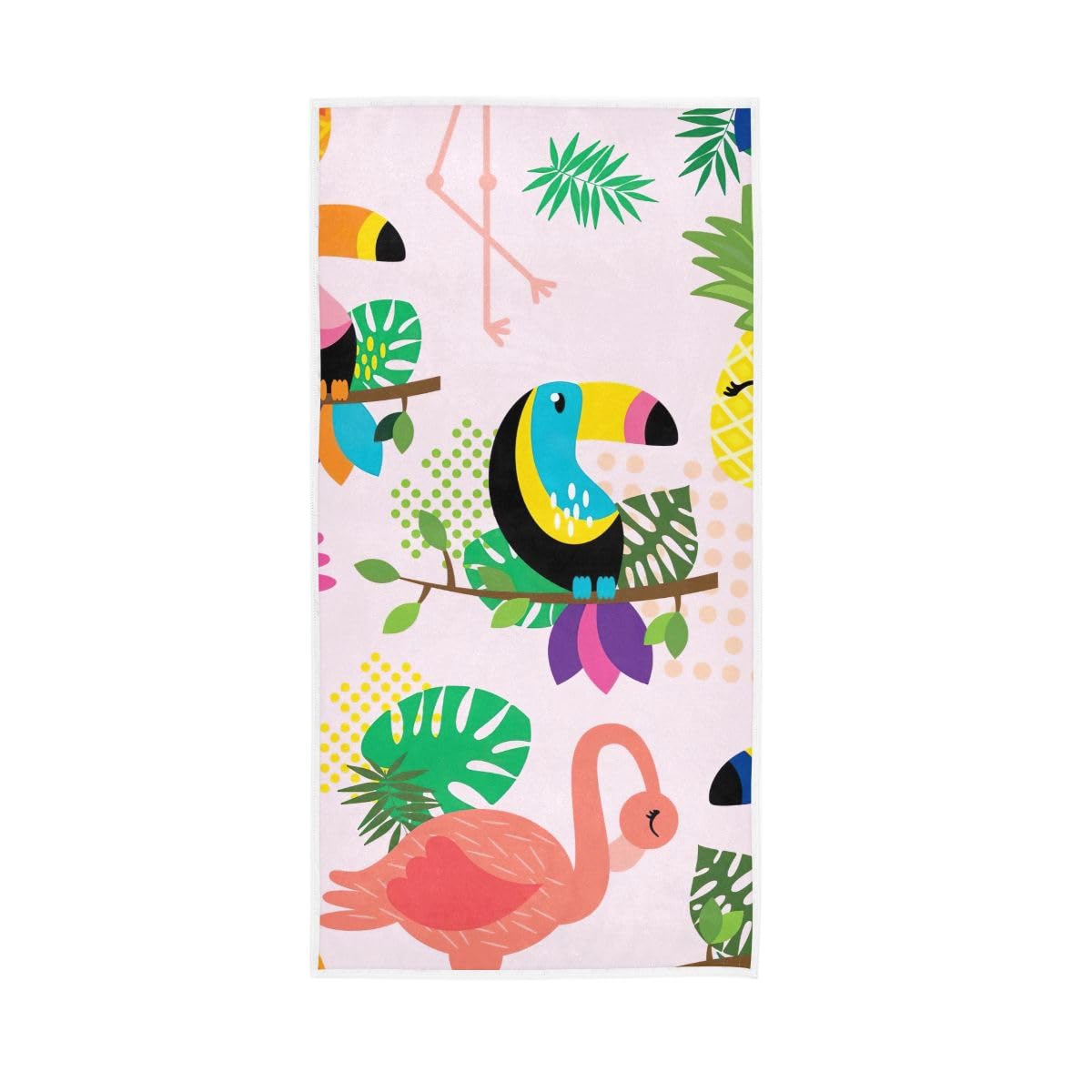 HUYGD Tropical Flamingos Parrots Hand Towels, 15 x 30 Inches, Soft Highly Absorbent Towels for Bathroom Gym Hotel