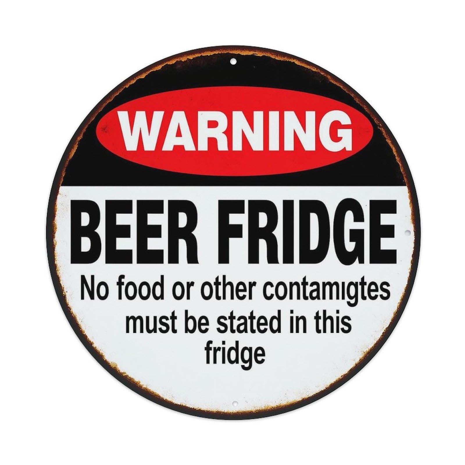 Warning Beer Fridge Sign- Retro Metal Tin Sign, Vintage Metal Poster for home, Gaming Room, Studio Workshop,Bar,Garage Wall Art Decor 8x8 inch