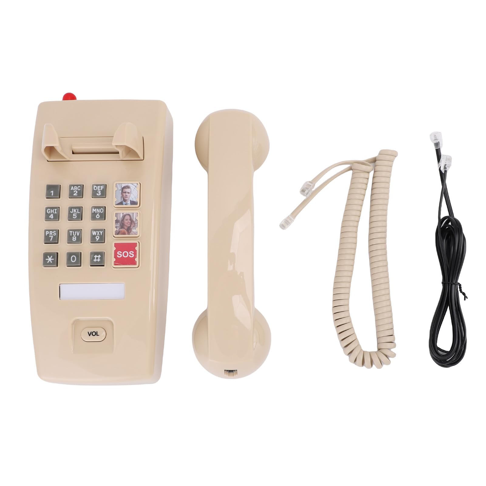 Telefon Stacjonarny w Stylu Retro, łatwy w Obsłudze, 3-stopniowy Poziom Głośności, Montowany na ścianie Telefon Stacjonarny do Domowego Biura, ścienny z funkcją