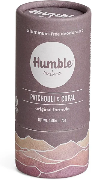 HUMBLE BRANDS Original Formula, Plastic-Free, Aluminum-free Deodorant Long Lasting Odor Control with Baking Soda and Essential Oils, Patchouli & Copal
